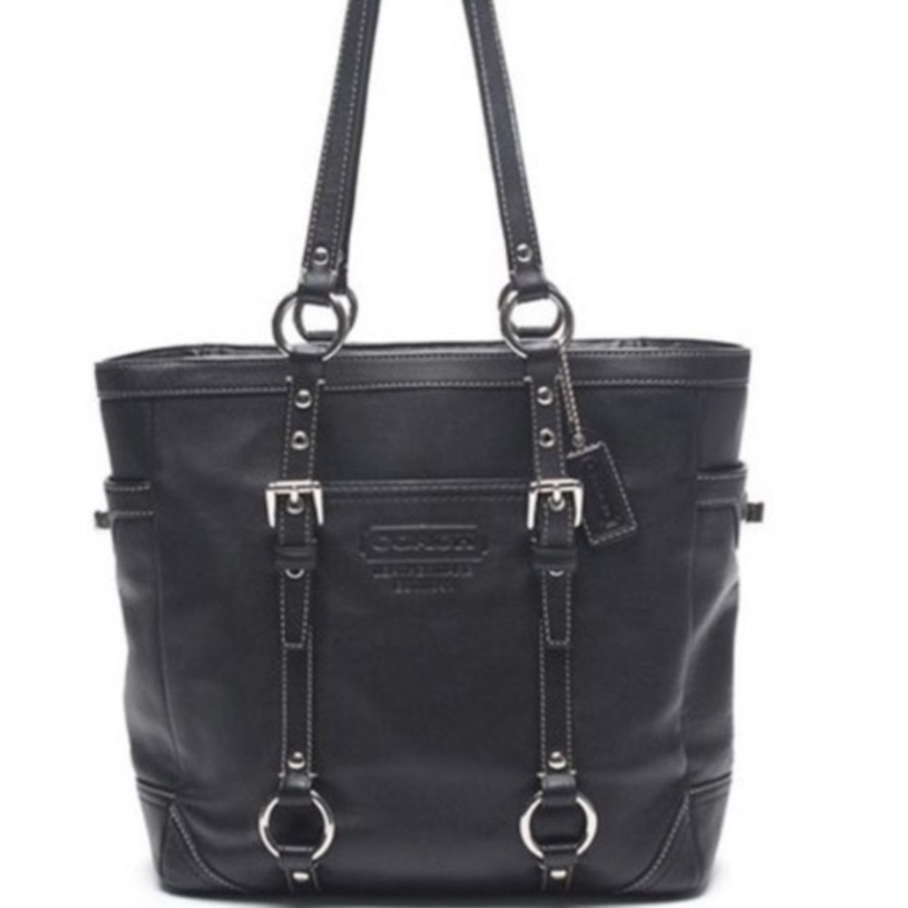 COACH Vintage Black Medium Shoulder Leather Purse Y2K Bag Luxury